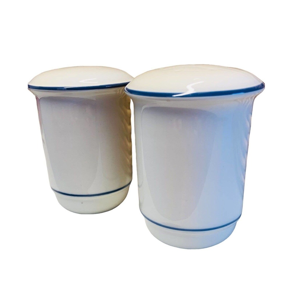 Vintage Lenox "For The Blue" Salt Pepper Shaker Set Stoppers 1984 Discontinued